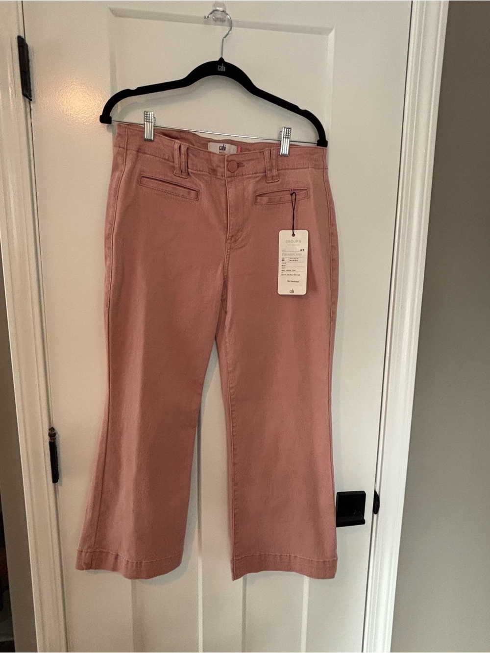 CAbi Cropped Wide-Leg Jeans in Dusty Rose Paloma pants 8, 6882